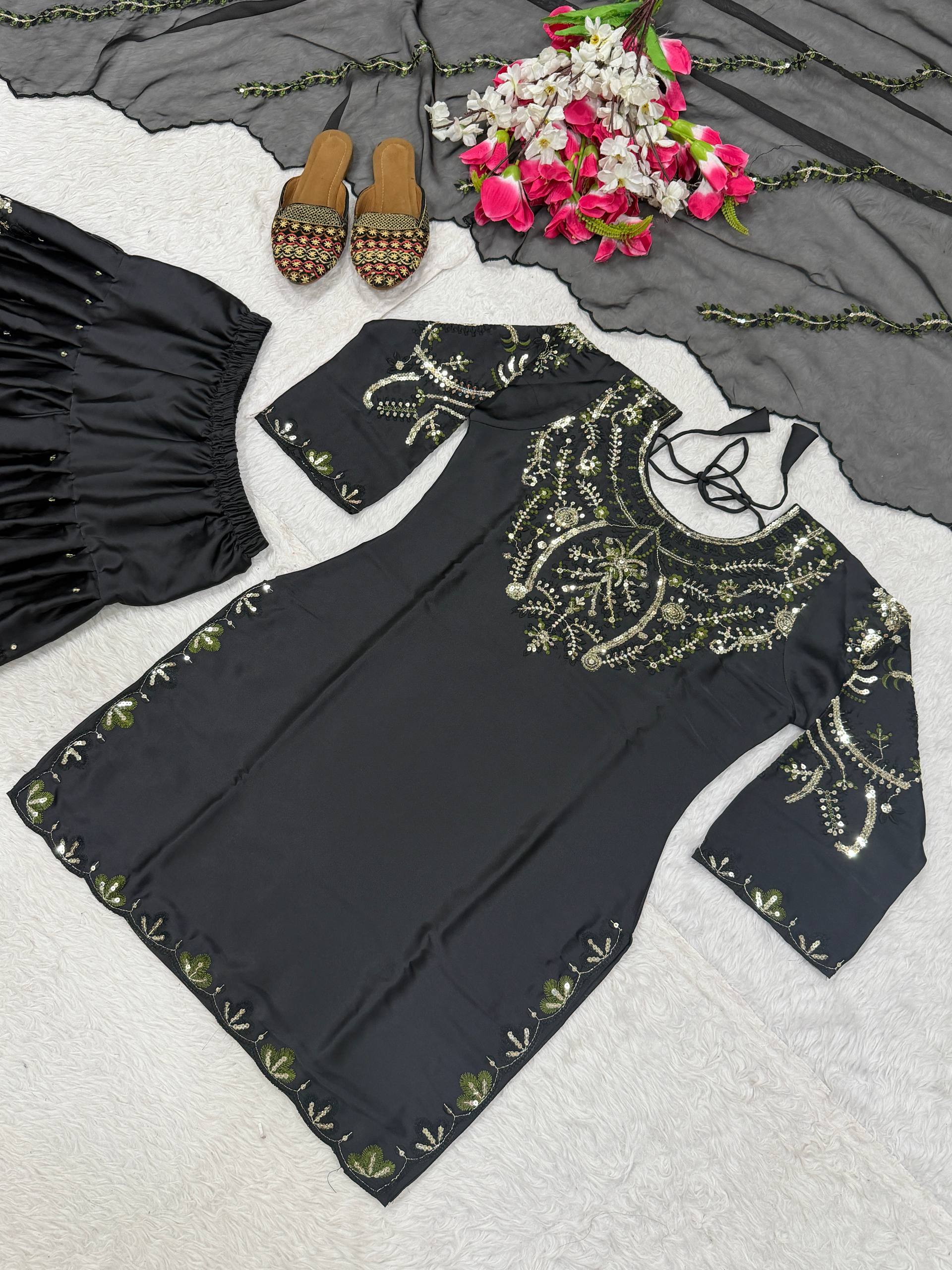 Midnight Oxblood Jewel-Neck Ensemble
